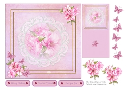 Pink Flowers and Butterflies