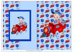 Little Boy in a Train Foldback Birthday Card