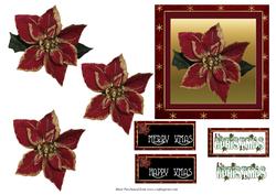 Red Poinsettia Topper/card Front with Decoupage