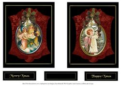2 Christmas Card Toppers Vintage Style