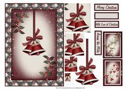 Xmas Bells Card Front with Pyramage