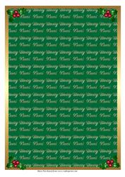Green & Gold Merry Xmas Backing Paper