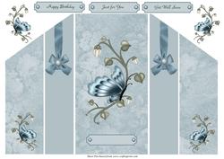 Blue Butterflies Theatre Fold Card