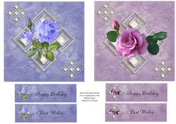 Blue and Pink Rose Toppers