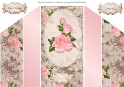 Pink Roses Theatre Fold Card
