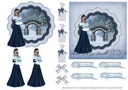 Blue Winter Lady Card Front