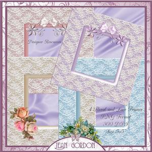 4 Cu Flowers and Lace Frames