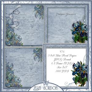Cu Blue Floral Paper Kit