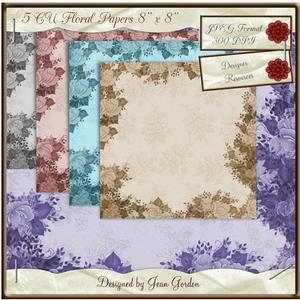 Cu 5 Floral Papers 8x8