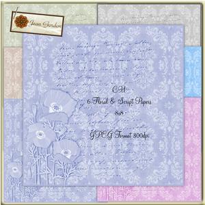 Cu 6 Floral & Script Papers 8x8