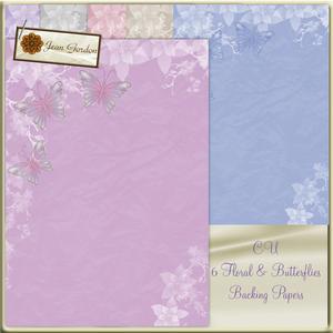 Cu 6 A4 Floral & Butterflies Backing Papers