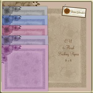 Cu 6 Floral Backing Papers 8x8