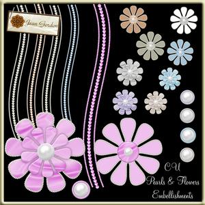 Cu Pearls & Flowers Embellishments