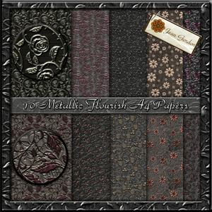 10 A4 Metallic Floral Papers