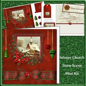 Winter Church Snow Scene Mini Kit
