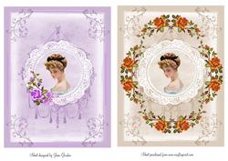 2 Vintage Ladies and Roses
