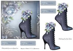 Blue Floral Boots