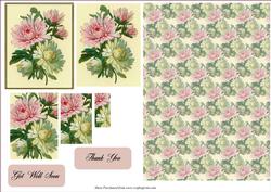 Pink and Yellow Flowers with Matching Backing Paper