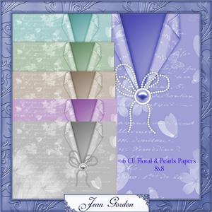 6 Cu Floral and Pearls Papers 8x8