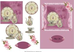 China Tea Set with Lace Frame