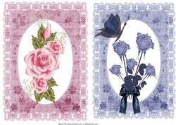 Pink and Blue Roses Toppers/card Fronts