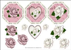 Pink and White Rose Toppers with Decoupage
