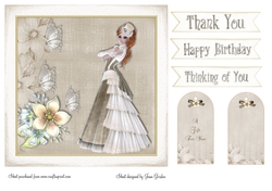 Lady,Flowers and Butterflies