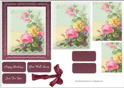 Roses and Lace Card Topper with Pyramage