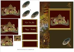 Oriental Card Front/topper with Pyramage
