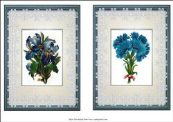 2 Blue Floral Card Fronts/toppers