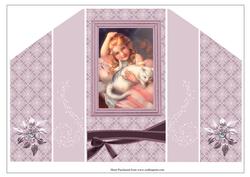 Victorian Girl with White Cat Theatre Fold