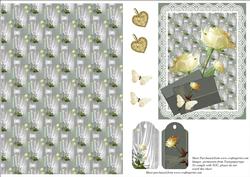 Yellow Roses & Candles with Lace Frame