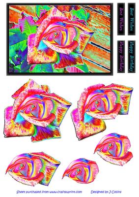 Neon Rose Decoupage