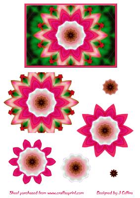 Pink Flower Kaleidoscope Decoupage