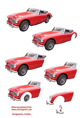 Red Car Decoupage