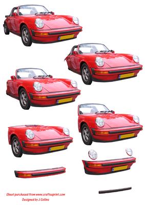 Red Sports Car Decoupage