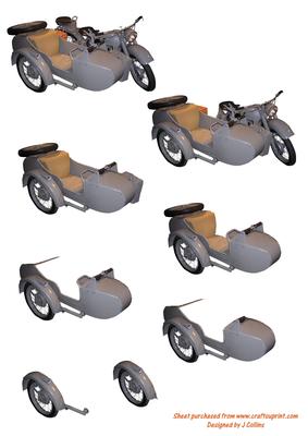 Motorbike and Sidecar Decoupage