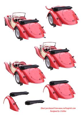 Red Classic Car Decoupage