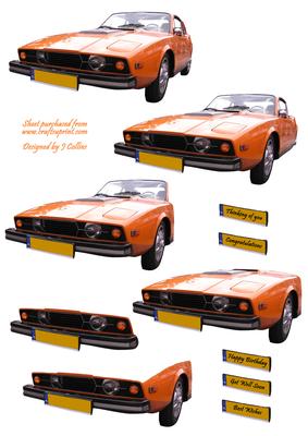 Orange Car Decoupage