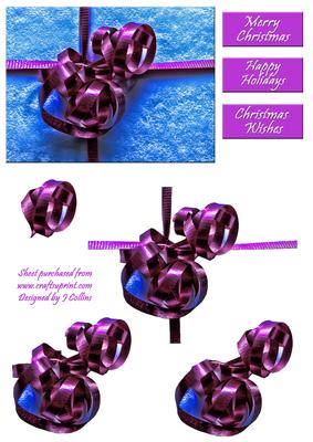 Purple Xmas Ribbon Decoupage