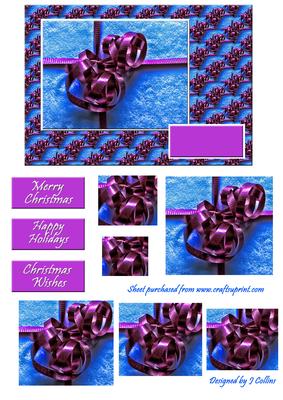 Purple Xmas Ribbon Card Front