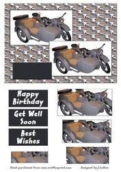 Motorbike and Sidecar Card Front