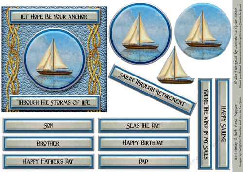 Sail Away 5 inch Card Topper 