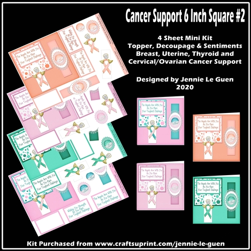 Cancer Support 6 Inch Square Toppers set 2