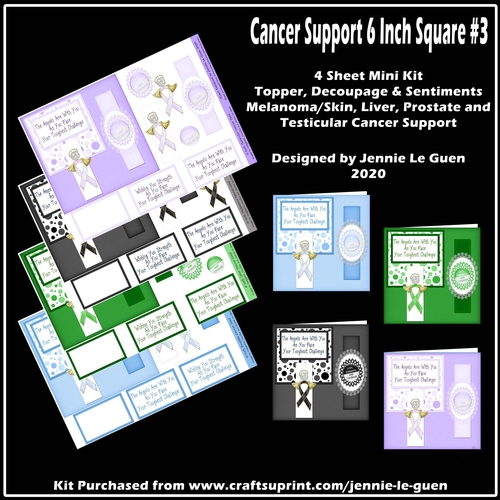 Cancer Support 6 Inch Square Toppers set 3