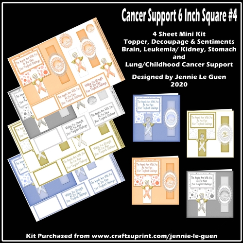 Cancer Support 6 Inch Square Toppers set 4