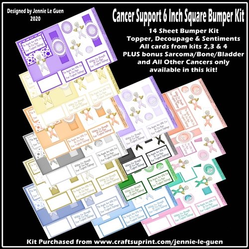 Cancer Support 6 Inch Square Toppers Bumper Kit with Bonus Designs!