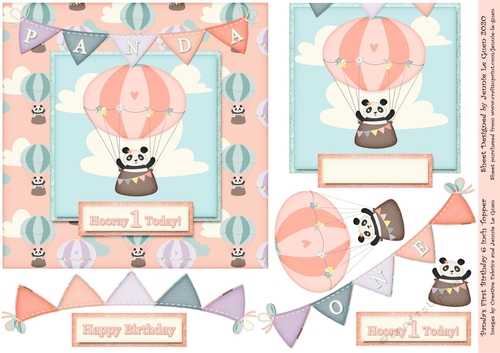 Pandas First Birthday 6 Inch Topper