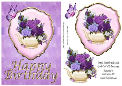 Purple Butterfly and Roses