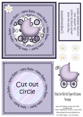 Square Reverse Decoupage/ Aperture New Baby Card 1